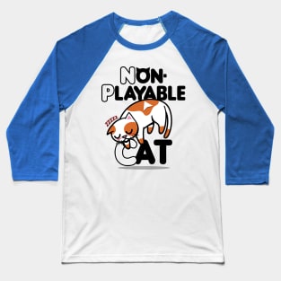 Cute Kawaii Funny NPC Meme Cat Gaming Inspired Gift For Gamers And Cat Lovers Baseball T-Shirt